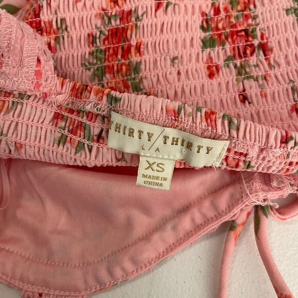 Thirty Thirty Tank Top Women's XS Ribbon Bow Cropped Boho Coquette Cottage - Picture 7 of 9